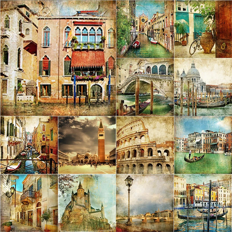 

New 5D DIY Diamond Painting Old Street Diamond Embroidery Scenery Cross Stitch Full Square Round Drill Home Decor Manual Gift