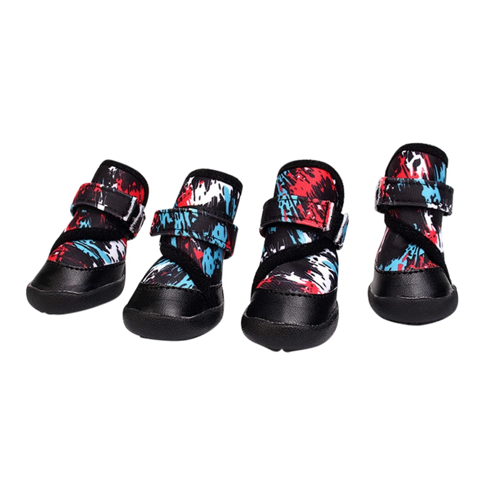 Новинка; 4 шт.; зимняя обувь для собак; водонепроницаемые ботинки для собак; нескользящая обувь для домашних животных; теплые Нескользящие кроссовки; защита лап