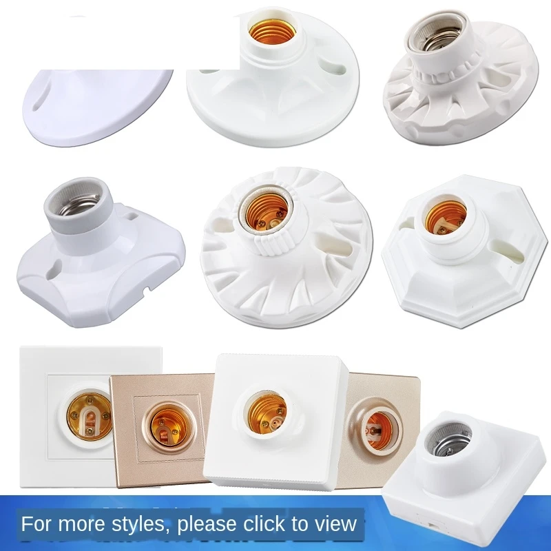 

E27 Screw Socket round Square Recessed Surface-Mounted LED Energy-Saving Lamp Lamp Home Base 86-Type Lamp Holder