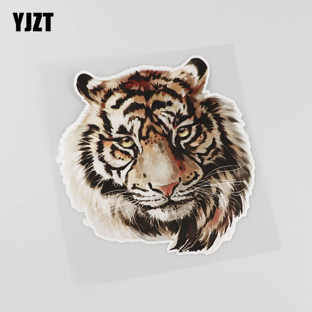 

YJZT 14.6CMX15.7CM Interesting Animal Reflective Stickers Tigers Car Sticker 13B-0064