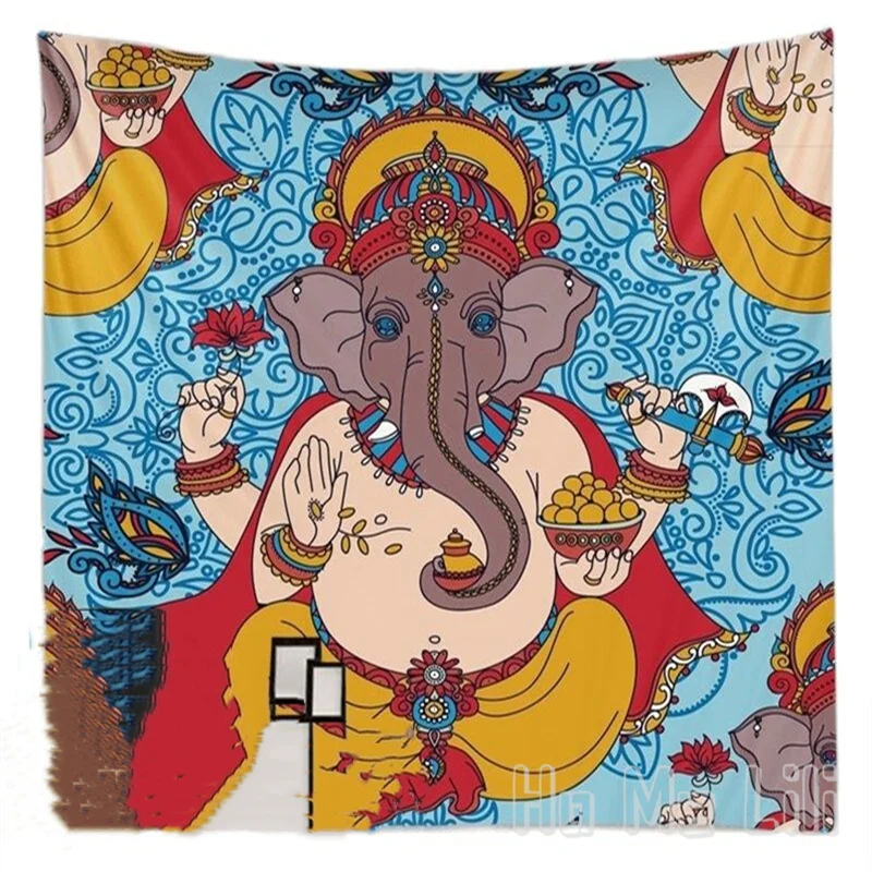 

Indian Elephant Tapestry By Ho Me Lili Ganesha The God Of Good Fortune Wall Hanging For Living Room Bedroom Dorm