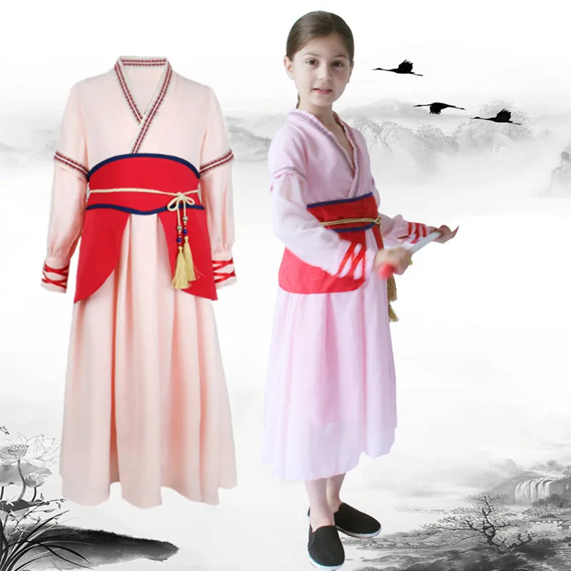 Косплей Мулан платье для девочек мушу дракон костюм Дети Хэллоуин сценические