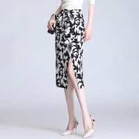 high waisted print bodycon skirt for women 2021 summer slim casual elegant fashion mid long pencil skirts