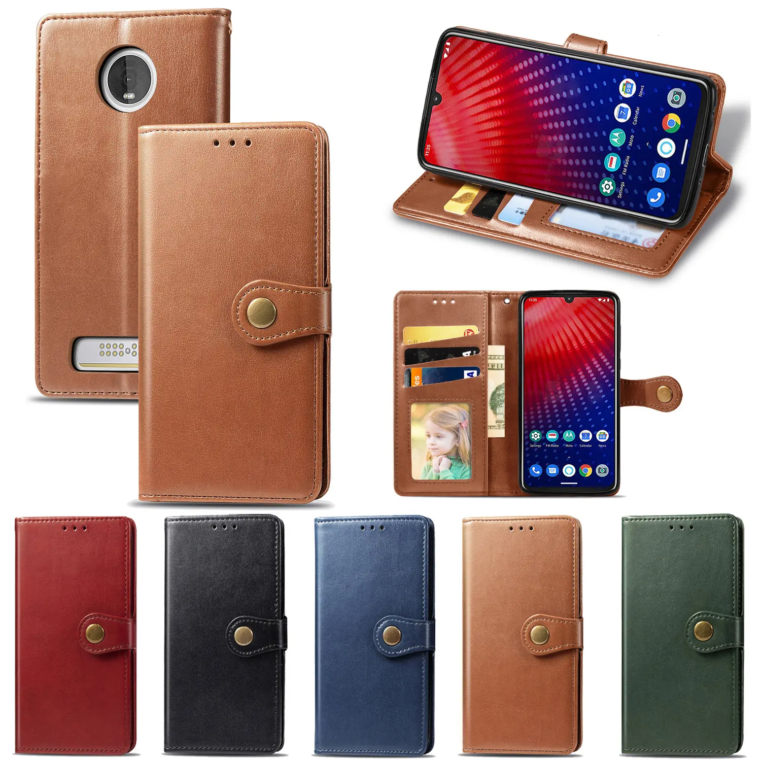 Роскошный деловой кожаный чехол-книжка с бумажником для MOTOROLA MOTO G7 Power play P40 Z4 Play