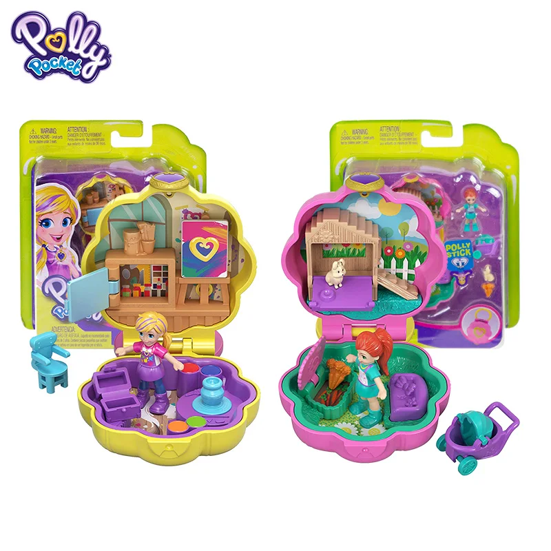 Genuine Polly Pocket Mini Compact Doll with Cute Accessories Small Toys for Girls Birthday Gift Original Top Brand for Children