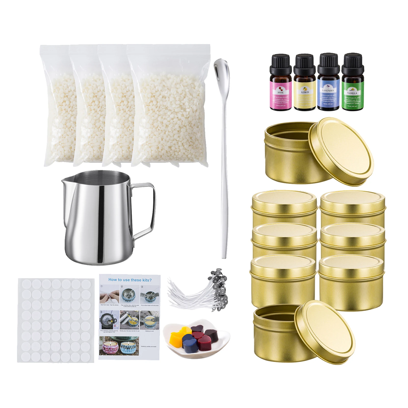 

Candle Making Craft Kit Melting Cup Pitcher Wick Sticker Handemade Set