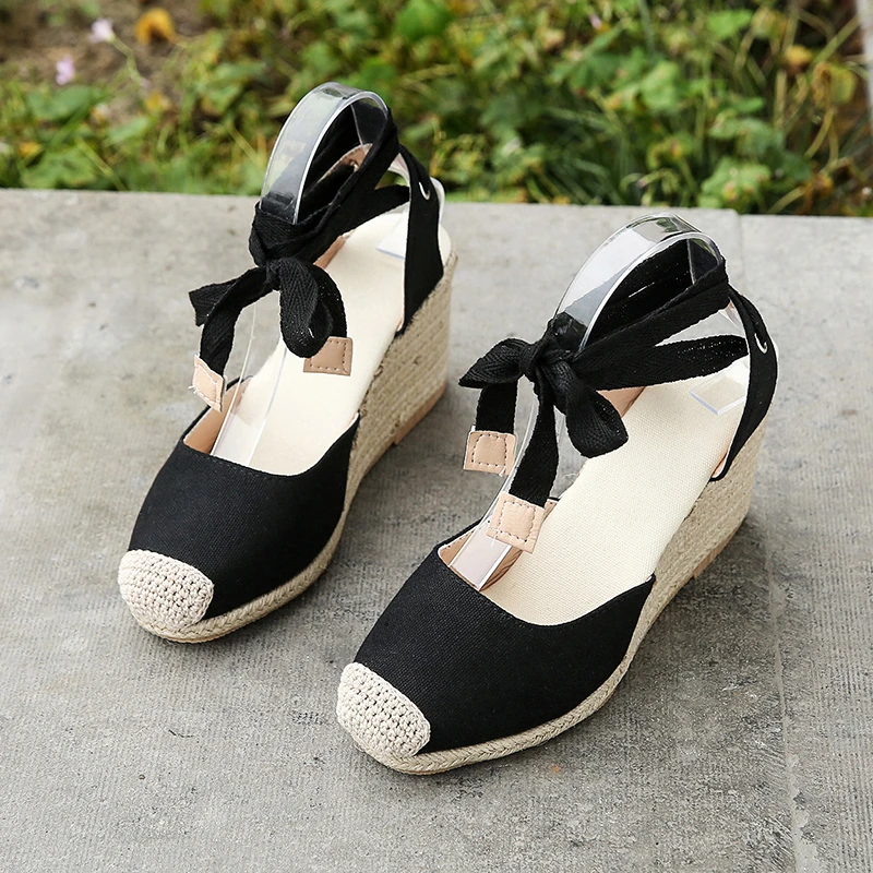 

New Style Summer Hemp Straw Women Sandals Wedges High Heels Shoes Woman Beach Ladies Shoes Fashion Platform Rome Sandalias Mujer