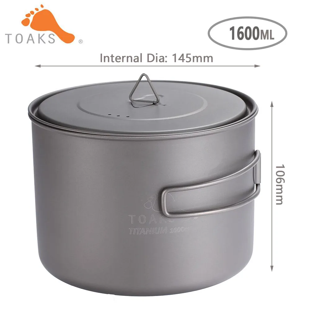 Титановая чашка для горшков TOAKS сверхлегкая посуда кемпинга уличные горшочки в