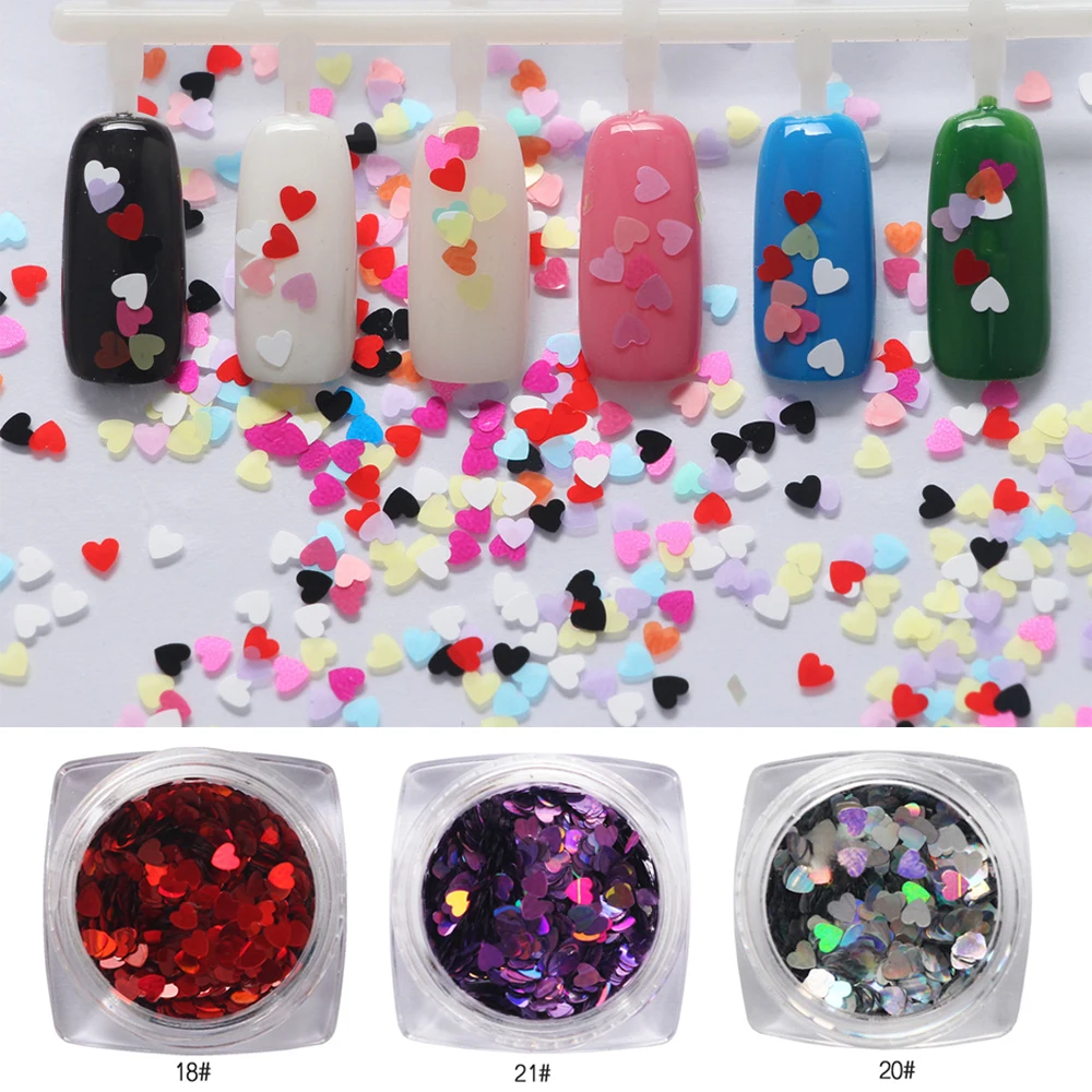 1 коробка круглая блестка для ногтей s смешанный размер гвоздь в форме сердца