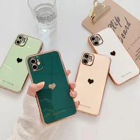 electroplated love heart phone case for iphone 12pro 12 11 pro max xr xs x xs max shockproof protective back cover capa