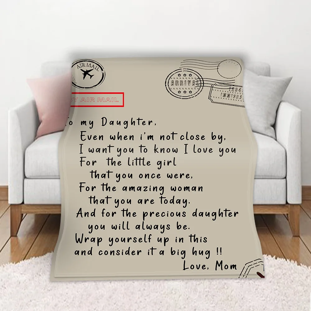 

To My Daughter Stamp style Quilt Blanket Throw Fleece Blanket Mantas Home Textiles Bed Sofa Express Love Blanket