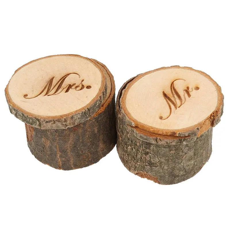 

2pcs Mr & Mrs Shabby Chic Rustic Wedding Ring Pillow Holder Box Made of wood