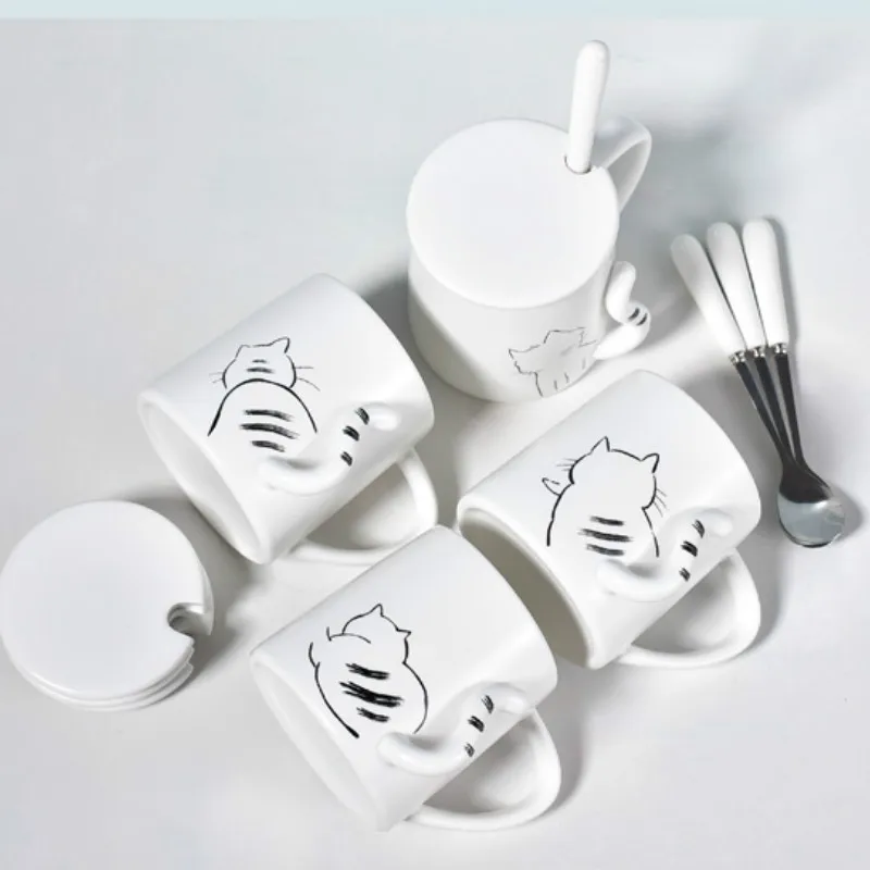 Креативная керамическая молочная чашка с котом милая личность уникальные