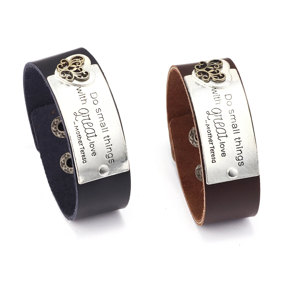 2019 Новые поступления сплав браслеты с буквами Ретро стиль широкая кожа для