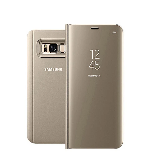 Gold Samsung зеркальный Прозрачный чехол для samsung Galaxy S8 SM-G9500 S8+ S8 Plus SM-G9550 S-View флип-чехол с подставкой - Цвет: Gold