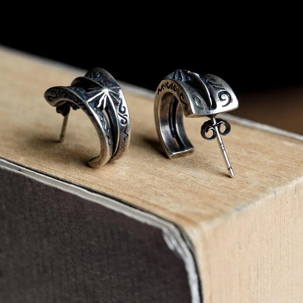 

Индийские серьги-гвоздики с тотемным узором из стерлингового серебра 925 пробы, женские и мужские серьги, винтажные вечерние свадебные украш...