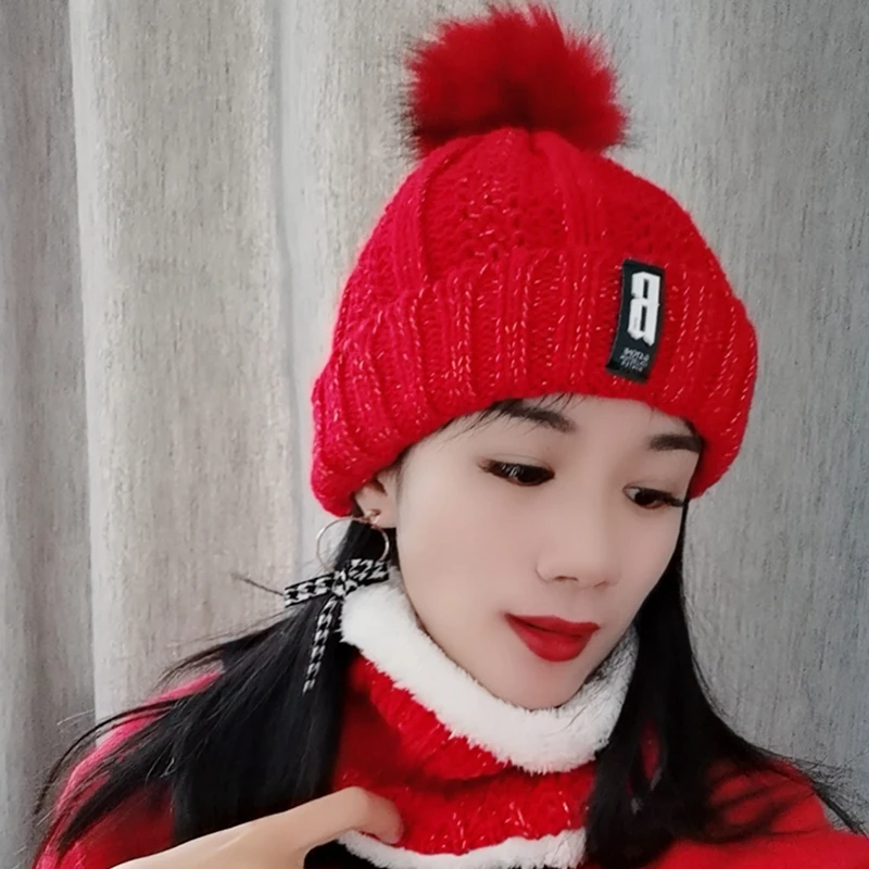 CouplesBlack red beanie женская зимняя шапка с добавлением шерсти зимние наушники