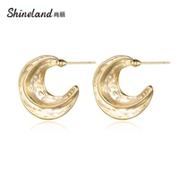 shineland geometry metal stud earrings for women female vintage 2021 trend fashion jewelry punk statement party gift