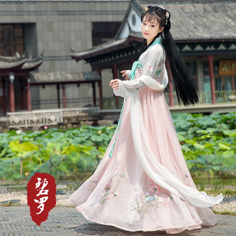 

Hanfu женское платье на груди, юбка, весна и лето, повседневные модели, Танг ханьфу, Женский Древний китайский костюм, китайский Hanfu для женщин