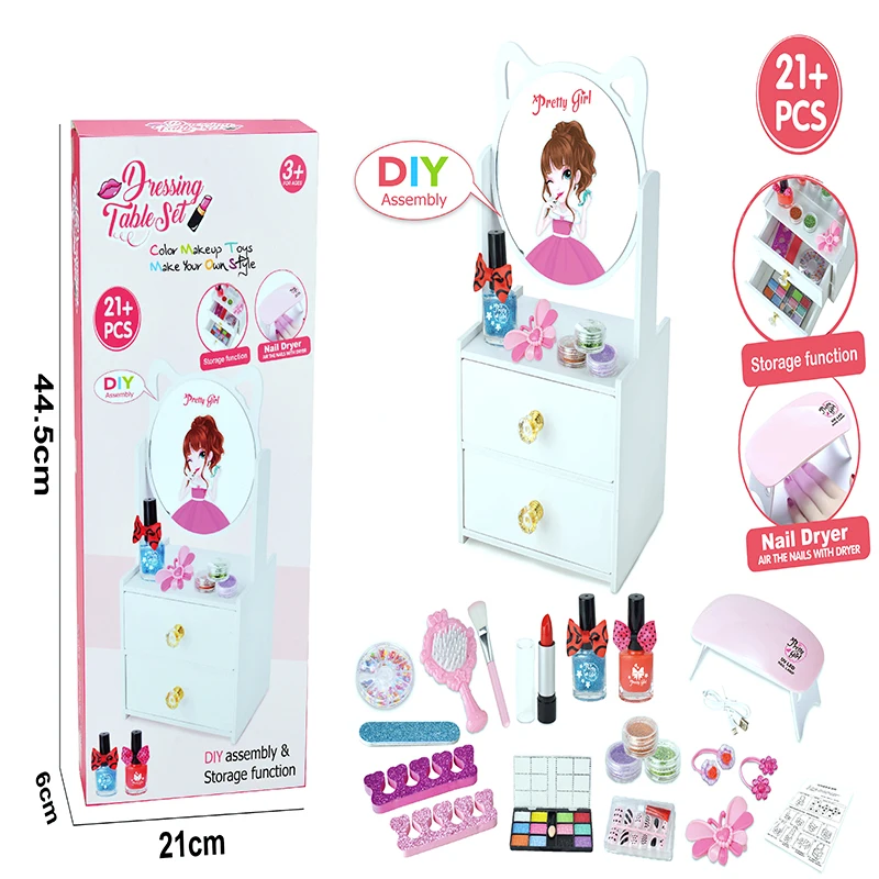 

Kids Makeup Kit for Girl , Washable Makeup Toy USB Fast Drying Nail Machine Makeup Brush Girl Gift DIY Toy