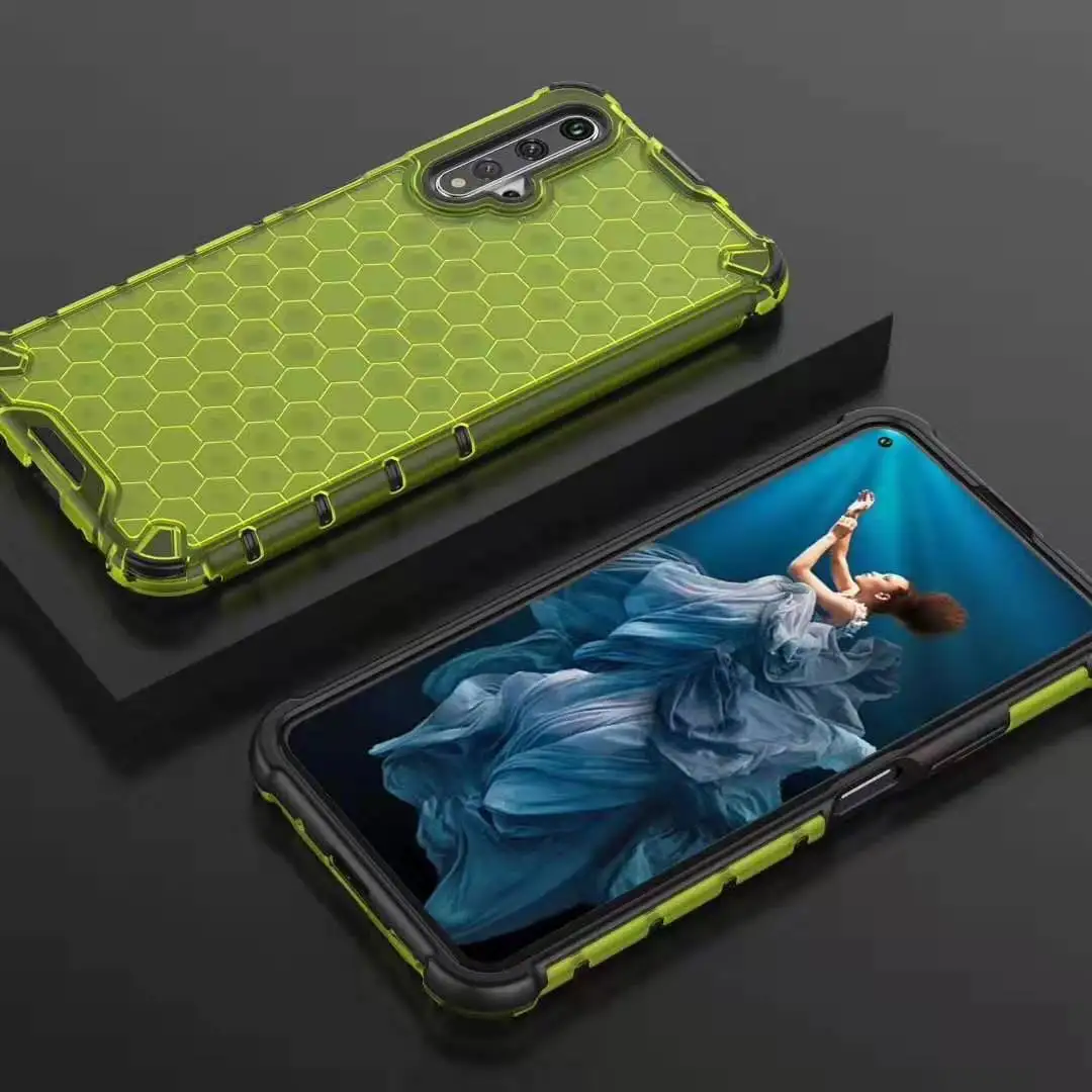 Зеленый Для huawei Nova 5T чехол для телефона сотовый узор ударопрочный ТПУ PC Гибридный корпус для Honor 20 - Цвет: Зеленый