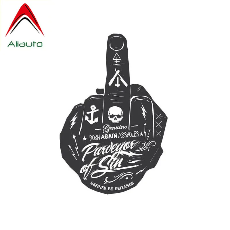 Забавная Автомобильная наклейка Aliauto Виниловая на средний палец с изображением
