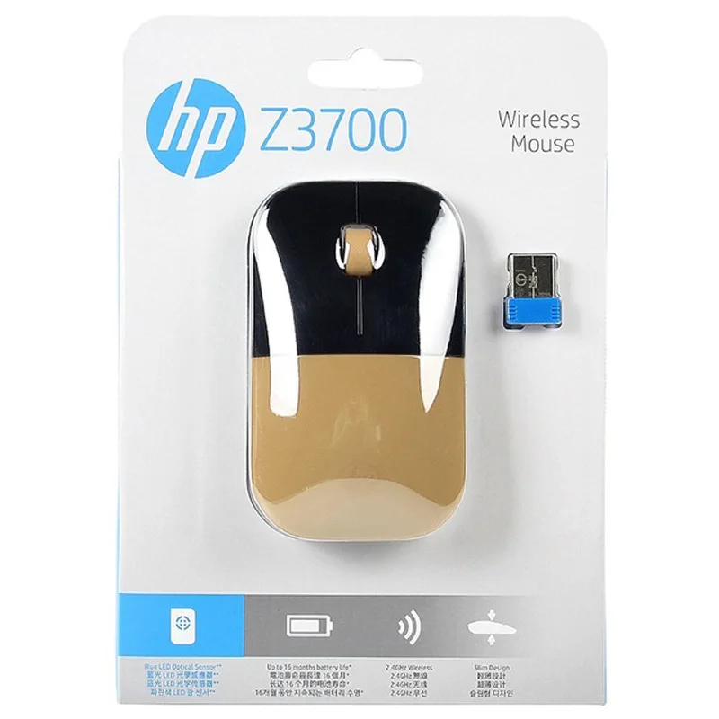 Новая оптическая беспроводная мышь hp 2,4 ГГц Z3700 Mute Slim Silent Colorful 1200 dpi для ноутбука, оригинальная мини-мыши