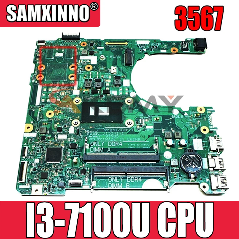 

Akemy для DELL Inspiron 3567 Материнская плата ноутбука CN-0RY2Y1 0RY2Y1 RY2Y1 15341-1 с SR2ZW I3-7100U DDR4
