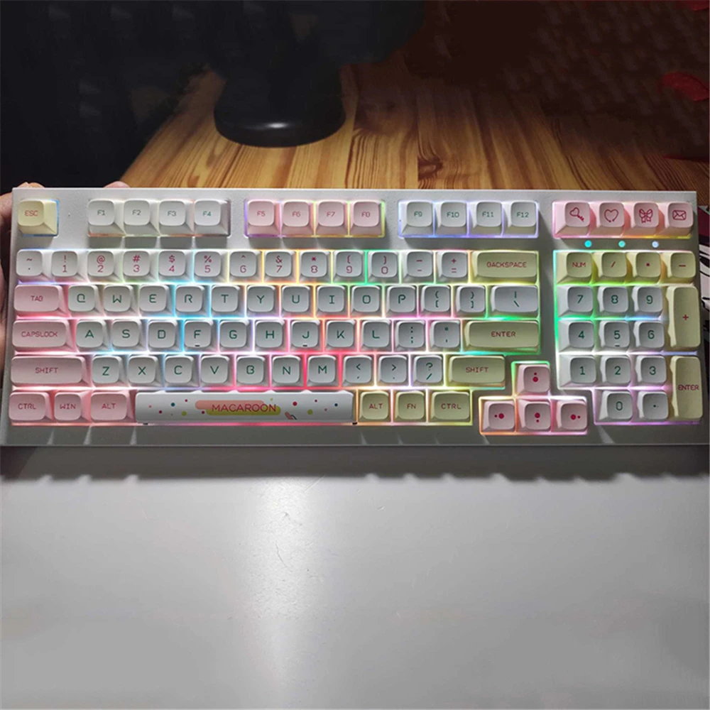 

Набор колпачков для кнопок Macaron XDA QX, колпачок для клавиш PBT 146, запасные части для кнопок для клавиатуры