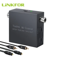 linkfor 192khz digital audio converter optical spdif toslink 1 in 2 out splitter coaxial to optical optical to coaxial switch