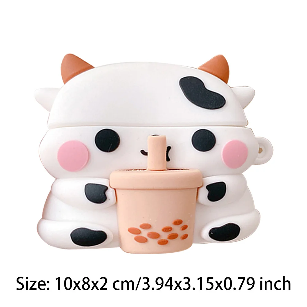 

Earphones Silicone Case 3D Cartoon Earbuds Box Cute Milk Tea Cow Gift for Teens Girls Boys Women
