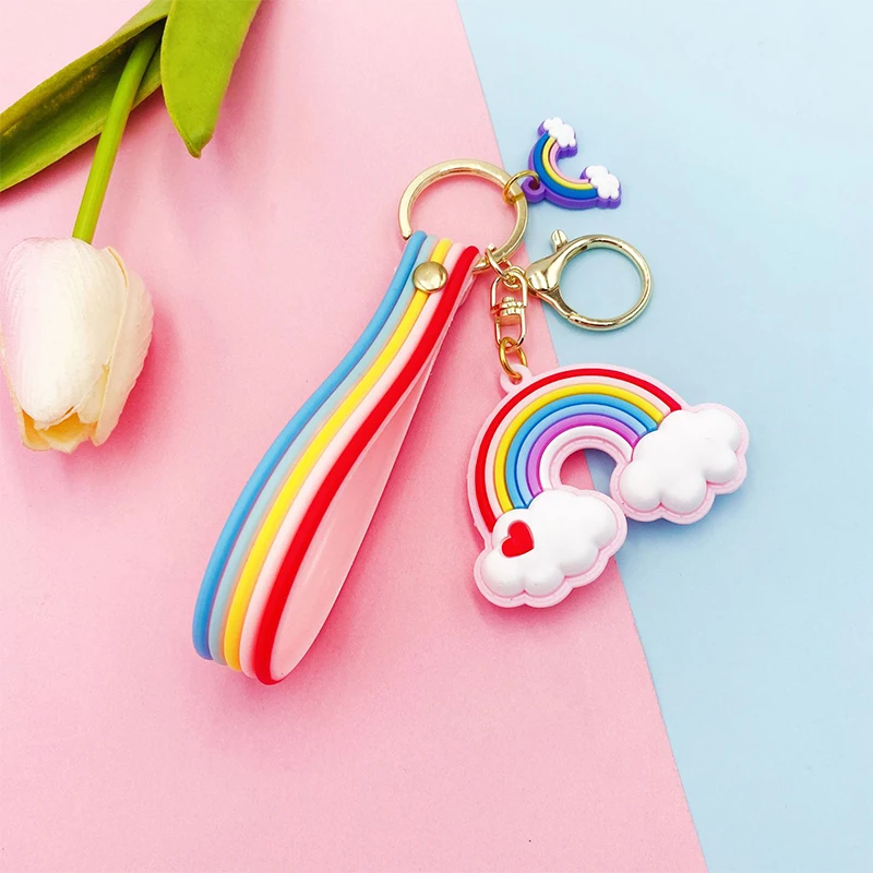 

Rainbow Soft Plastic Keychain Charm Schoolbag Decorated Lovely Girl 2021 New