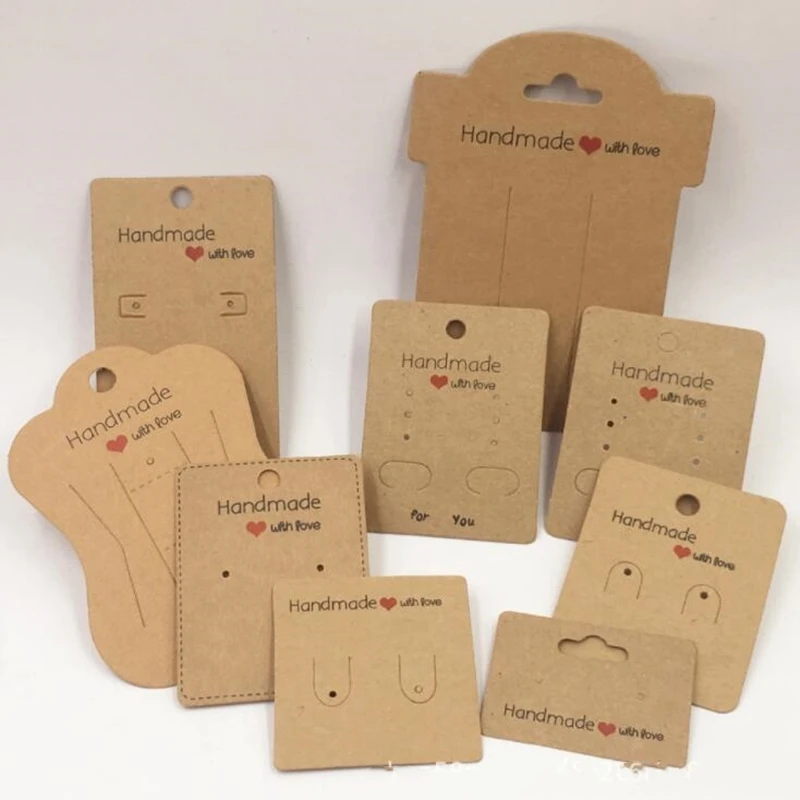 50pcs Handmade With Love Necklace Earring Jewelry Display Cards for Bracelet Packaging Holder DIY Package Card | Украшения и