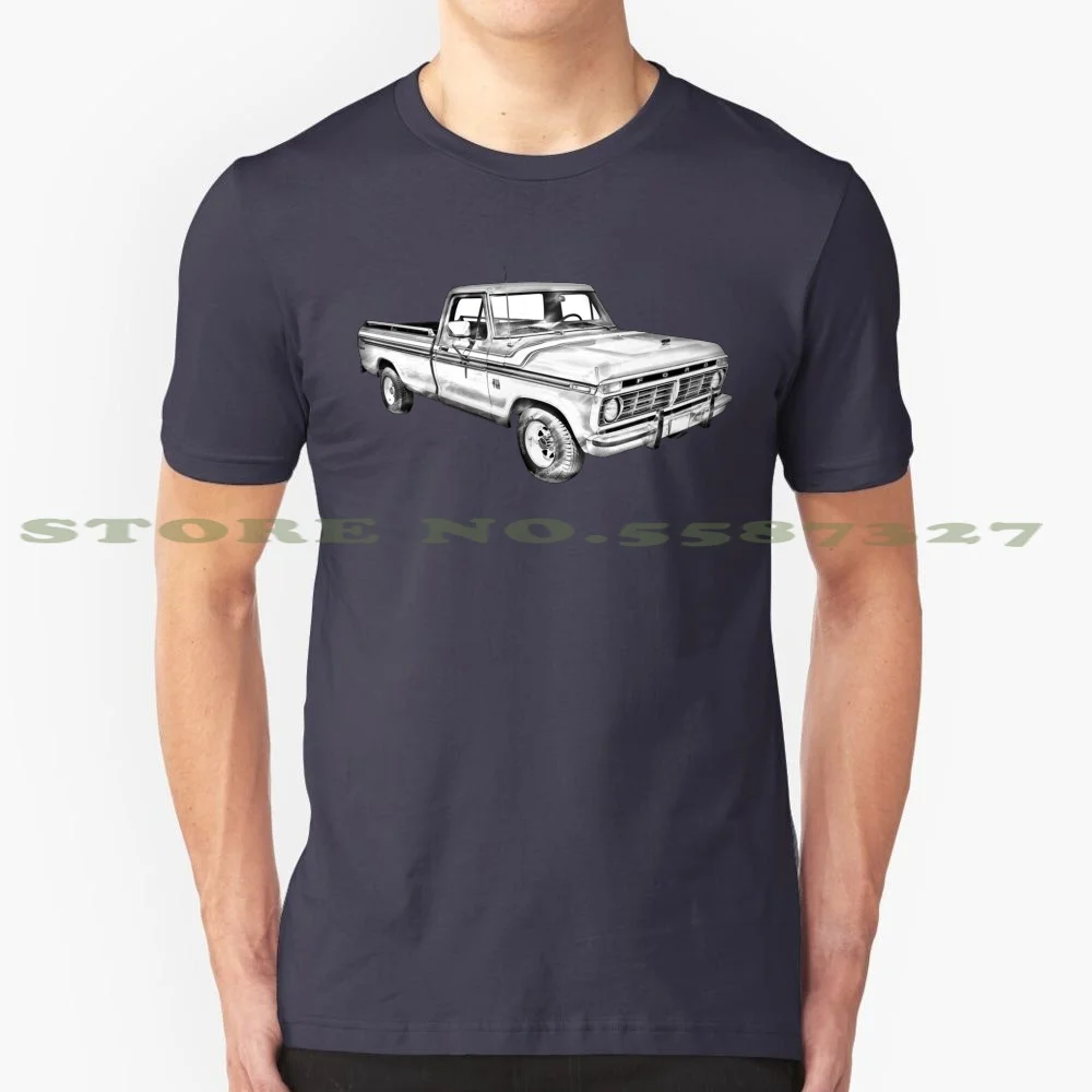 

1975 00 Explorer Pickup Truck Illustrarion Black White Tshirt For Men Women Classic Auto Vintage Old Automobile Truck