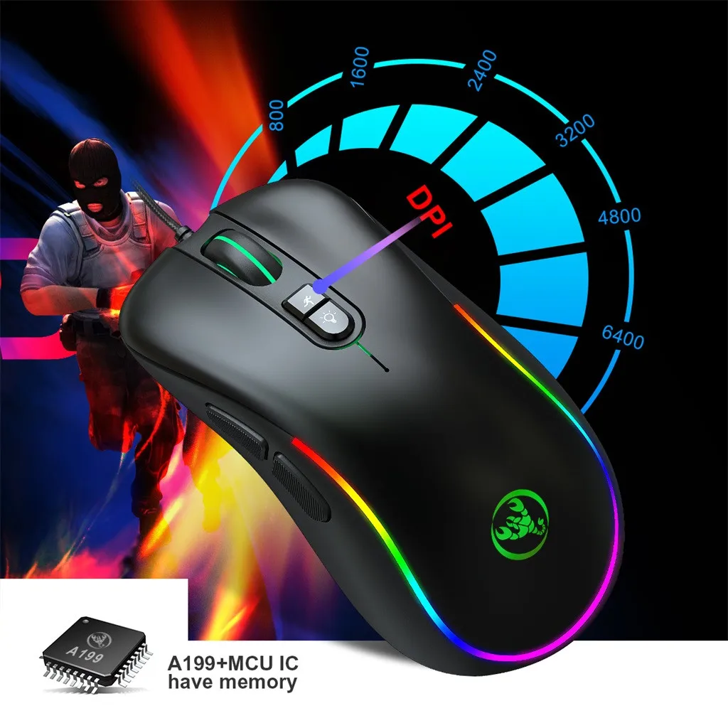 J300 RGB подсветка определение игры USB Проводная 6400 точек/дюйм Регулируемая игровая