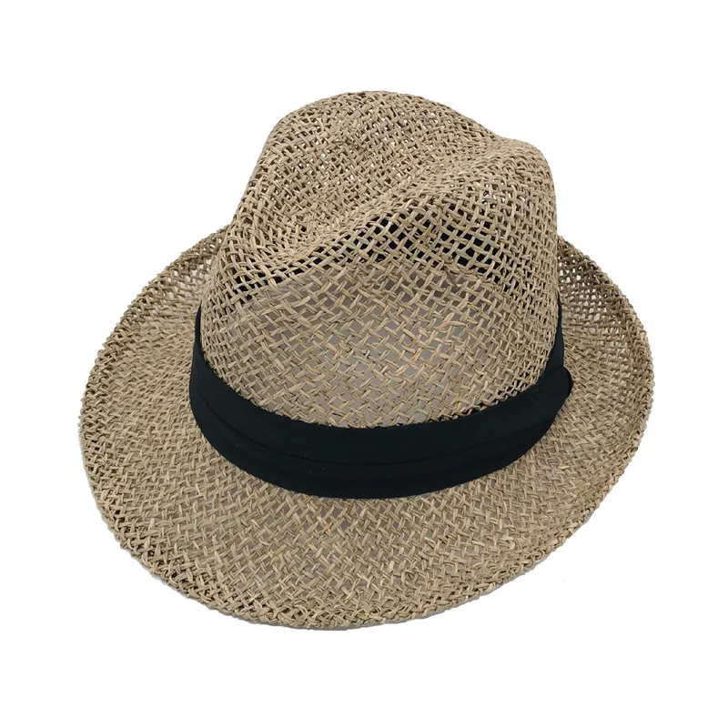 Шляпа мужская соломенная с вырезами Солнцезащитная Панама для отдыха и