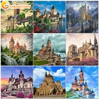 Картины CHENISTORY сделай сам по номеру, замок, ландшафт, искусство, ручная роспись, город, рисунок на холсте, домашний декор, художественный подарок