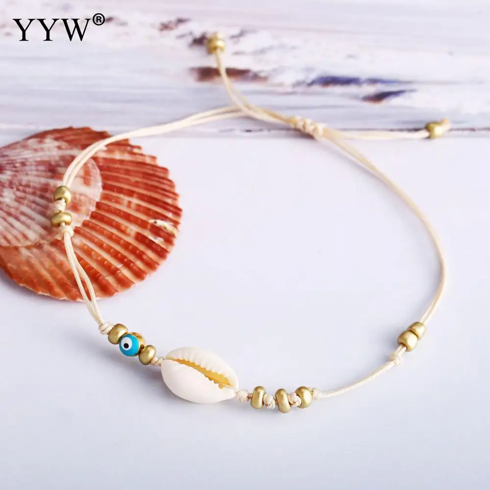 Seedbead Anklet Natural Shells Fossil Conch Barefoot Foot Jewelry Fashion Female Ankle Strap Ornaments Summer Beach | Украшения и
