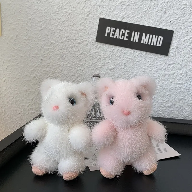 Брелок для ключей из меха норки женский высококлассный кулон в виде милой