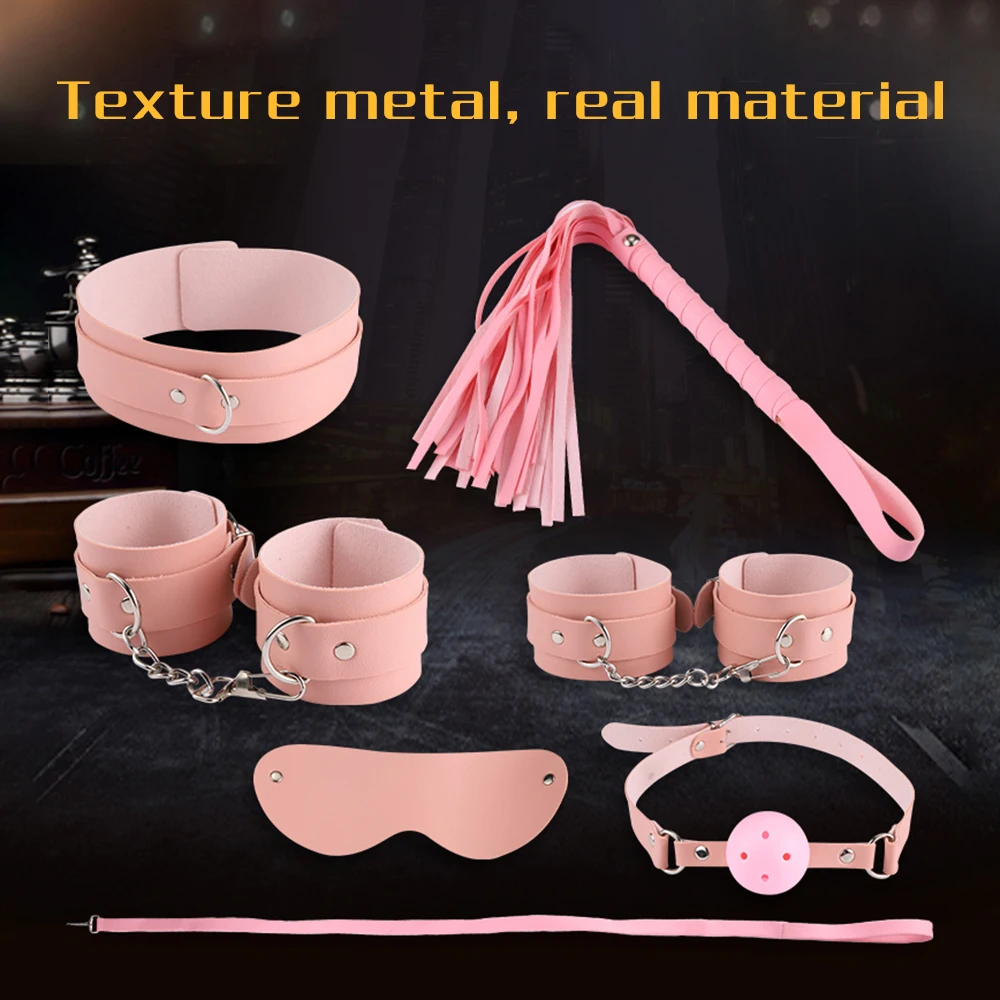 BDSM Bondage Restraint Fetish Collar Chain Handcuffs Whip Mouth Gag Toys Adult Game Props Slave Cosplay SM | Красота и здоровье