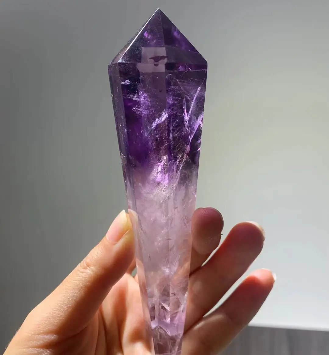 

Super size Natural Amethyst Quartz Cluster Crystal Rod Point Specimen Scepter Super power Spirit Healing Gemstone energy