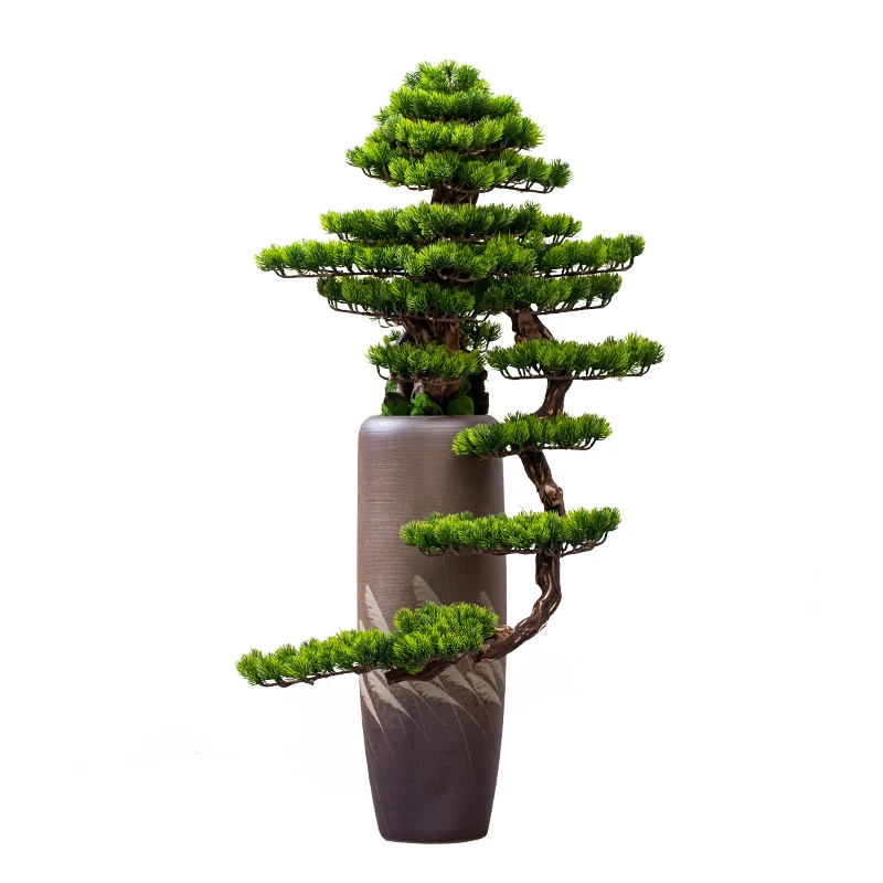 

TT New Chinese Style Pine Bonsai Simulation Light Luxury Landing Creative Showroom Hotel Fake Trees Office Decorations
