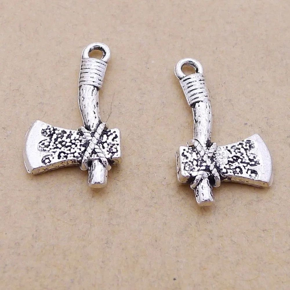 

100pcs Ax Charms 13mm x 22mm DIY Jewelry Making Pendant antique silver color