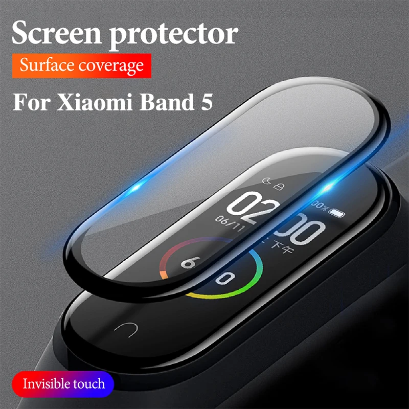 Tempered Glass For Xiaomi Mi Band 5 6 Mi Band5 Miband5 Full Curved Screen Protector For Mi Band 5 3D Soft Glass Protective Film
