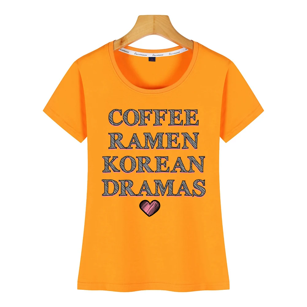 Топы футболка женская кофе рамен Корейская Драма забавная Harajuku хлопковая