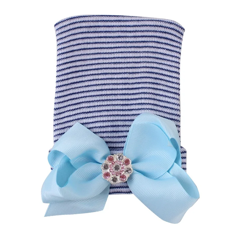 Шапка для новорожденных новый цвет с бантом женская детская трикотажная шапка