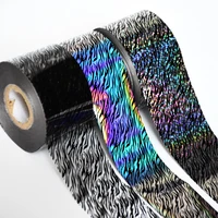 100metersroll holographic nail art transfer foil sticker laser zebra wrap adhesive foil decals nail decoration