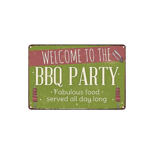 

Vintage New Tin Sign Welcome to the Bbq Party Tin Sign 8x12 Inch Retro Home Garage Bar Pub Wall Decor Art