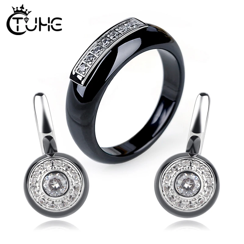 Женские керамические кольца и сережки-гвоздики наборы свадебных украшений для