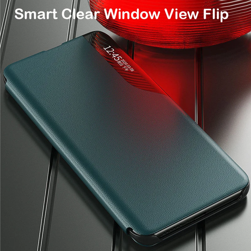 

Luxury Smart Clear Window View Flip Case For Oneplus 9 Pro Coque Shockproof Stand Leather Cover For Oneplus 9 Phone Case